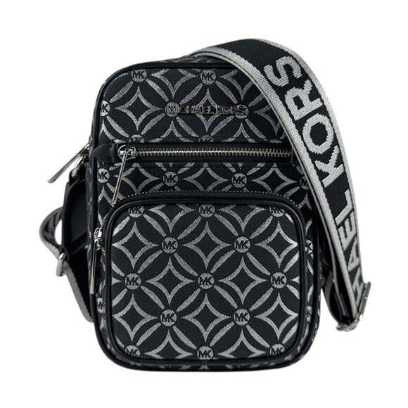 Michael Kors Shoulder Bag Canvas Black Silver Women's Z7719